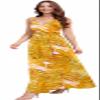 Chaos World Hawaiian Dresses for Women Boho Maxi Dress V-Neck Floral Summer Dress Beach Spaghetti Strap(Small,Yellow) view 2