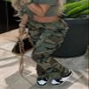 Vakkest Womens Camo Cargo Pants Casual Streetwear BF Outdoor High Waisted Baggy Jogger Workout Sweatpants view 3