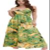 Chaos World Hawaiian Dresses for Women Boho Maxi Dress V-Neck Floral Summer Dress Beach Spaghetti Strap(XX-Large,Green Yellow) view 1