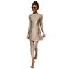 Solid Color Muslim Swimsuits for Women Islamic Modest Swimwear Long Sleeve Swim Dress Top + Pants 2pcs Apricot 01 L view 1