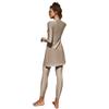 Solid Color Muslim Swimsuits for Women Islamic Modest Swimwear Long Sleeve Swim Dress Top + Pants 2pcs Apricot 01 L view 2