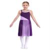 Shinsto Kids Girls Lyrical Dance Dress Sleeveless Color Block Chiffon Leotard Dresses Modern Contemporary Costumes Purple 12 Years view 1