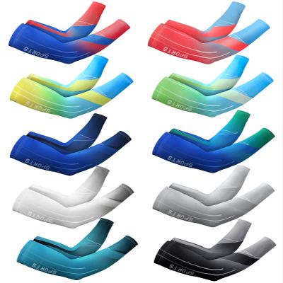 Tisancy 10 Pairs Sun Protection UV Arm Sleeves Cooling Anti Slip Compression Sleeves Sports Polyester Cycling Covers(Fresh Style,Large)