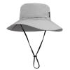 Croogo Fishing Hat UPF Wide Brim Bucket Hat Safari Boonie Hats Waterproof Outdoor Fisherman Hats Hiking Hat,Light Gray-DFH02 view 3