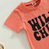 Newborn Baby Girl Clothes Set Short Sleeve Letter T-Shirt Top Bow Headband Pattern Shorts 3Pcs Summer Outfits view 4