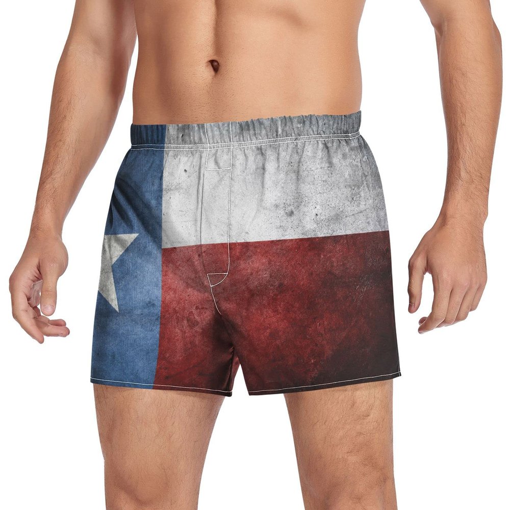 Aflyko Patriot Novelty Boxer Shorts Texas Flag Grunge Relaxed Fit Boxers Soft Lightweight Underwear, L