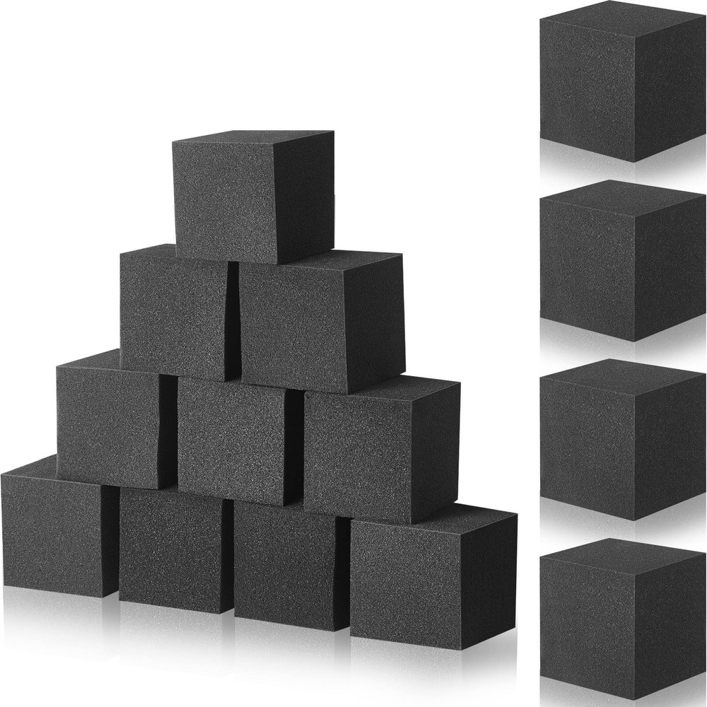 Treela 10 Pieces Foam Pit Blocks, Foam Gym Cubes, 4 x 4 x 4 in Protective Trampoline Padding for Gymnastics, Parkour Courses, Trampoline Arenas, BMX (Gray)