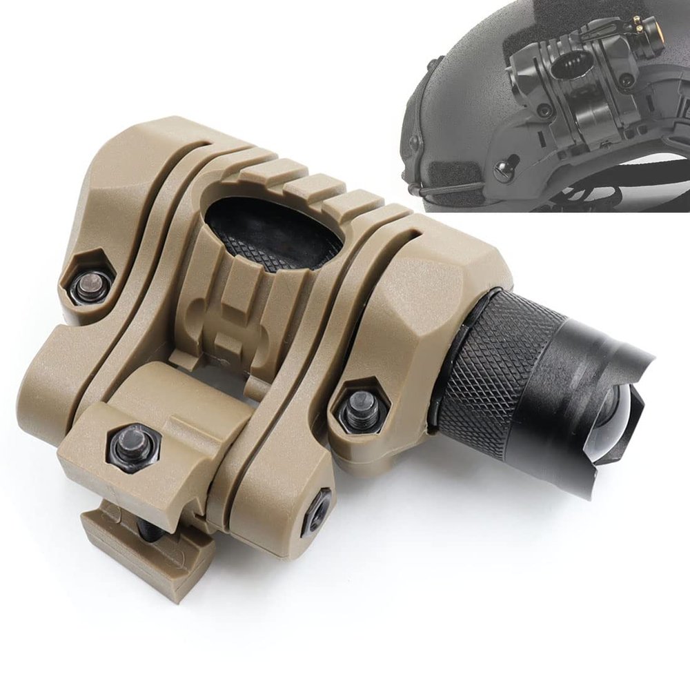 LThyzszb Tactical Helmet Light with Mount Mini LED Helmet Flashlight 300 lumens with Strobe, Fits 20mm Picatinny Rail Mount (Brown)