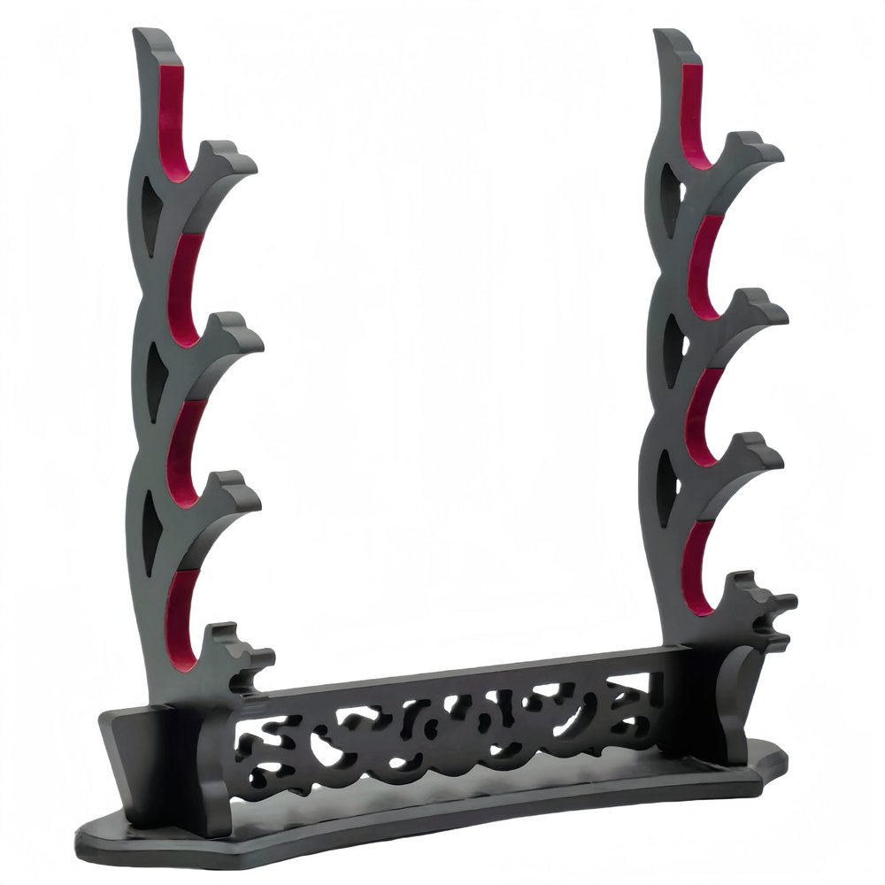 FLURSAILE 4-Tier Sword Stand Vine Sword Rack Table Display Stand for Katana, Lightsaber, Genji, Samurai Swords