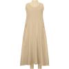 2026 Summer Dresses Women Casual Linen Plus Size Sleeveless Tank Dress Flowy Maxi Long Beach Sundress with Pockets Khaki view 3