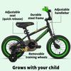 Glerc NuNu Kids Bike, 16 Inch Boys Bike for 4-7 Years Old Children, BMX Style Kids Bicycle with Training Wheels & Coaster Brake, Black and Green view 2