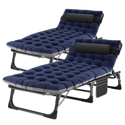 ABORON 5 Positions Camping Cots for Adults,Outdoor Folding Sleeping Cot/Mat,Folding Chaise Lounge Chair with Pillow,Portable Reclining Chair for Beach Lawn Camping Pool,Sunbathing Chairs