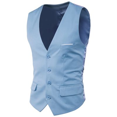 Dressnu Men's vest Slim solid color groomsmen vest Light blue 2XL
