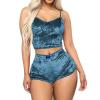 JEsilunmaMY 2 Piece Lingerie Set for Women Sexy V Neck Cami Top with High Waist Panties Solid Color Slim Fit Underwear Sets (Dark Blue,Small) view 1