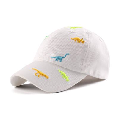 JANGANNSA Dinosaur Boys Girls Caps Embroidery Baby Baseball Caps Cotton Infant Toddler Kids Hat Spring Summer Autumn 2-6Y (White Dinosaur, 6-24 Months)
