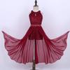 Shinsto Kids Girls Sleeveless Floral Lace Rhinestone Pleated Maxi Romper Dress Wedding Party Prom Gowns Burgundy 8 Years view 2