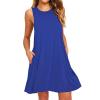XUNRYAN Dresses Women Summer Dress 2025 Casual Swing T Shirt Dresses Beach Cover Up Loose Flowy Tank Dress with Pockets Blue view 2