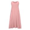 2026 Summer Dresses Women Casual Linen Plus Size Sleeveless Tank Dress Flowy Maxi Long Beach Sundress with Pockets Pink view 3