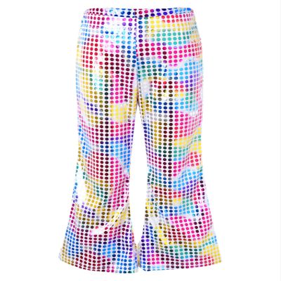 CHICTRY Kids Girls Shiny Sequin Dance Pants Wide Leg Bell-Bottoms Trousers Disco Jazz Dance Trouser Colorful 9-10 Years