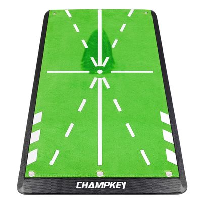 CHAMPKEY 8" x 17" Premium Impact Golf Mat Upgraded Version | Path Feedback Golf Practice Mat | Advanced Guides and Rubber Backing Golf Hitting Mat