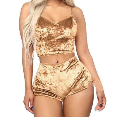 2 Piece Lingerie Set for Women Sexy V Neck Cami Top with High Waist Panties Solid Color Slim Fit Underwear Sets (Yellow,Small)