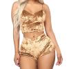 2 Piece Lingerie Set for Women Sexy V Neck Cami Top with High Waist Panties Solid Color Slim Fit Underwear Sets (Yellow,Small) view 1