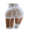 JEsilunmaMY Womens Sexy V Neck Nightdress with Garter Belt Strap Chemise Lace Sheer Teddy Dress See Through Babydoll Lingerie (White,3X-Large) view 3