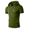 WABEOR Short Sleeve Hoodie for Men Workout Muscle Slim Fit Athletic Hooded T-Shirts Casual Pocket Summer Cotton Tee Shirts Army Green view 1