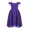 Hularka Kids Off Shoulder Flower Girl Wedding Bridesmaid Dress Chiffon Birthday Party Dress Formal Dance Ball Gown Purple 8 Years view 1