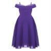 Hularka Kids Off Shoulder Flower Girl Wedding Bridesmaid Dress Chiffon Birthday Party Dress Formal Dance Ball Gown Purple 8 Years view 2