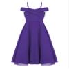 Hularka Kids Off Shoulder Flower Girl Wedding Bridesmaid Dress Chiffon Birthday Party Dress Formal Dance Ball Gown Purple 8 Years view 3