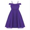 Hularka Kids Off Shoulder Flower Girl Wedding Bridesmaid Dress Chiffon Birthday Party Dress Formal Dance Ball Gown Purple 8 Years view 4