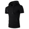 WABEOR Short Sleeve Hoodie for Men Workout Muscle Slim Fit Athletic Hooded T-Shirts Casual Pocket Summer Cotton Tee Shirts Black view 1
