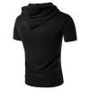 WABEOR Short Sleeve Hoodie for Men Workout Muscle Slim Fit Athletic Hooded T-Shirts Casual Pocket Summer Cotton Tee Shirts Black view 2