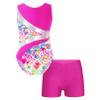 JEATHA Kids Girls Ballet Dance Outfits Gymnastics Leotard with Athletic Shorts 2-Pieces Activewear Set Rose B 14 Years view 1