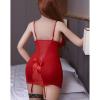 JEsilunmaMY Womens Sexy V Neck Nightdress with Garter Belt Strap Chemise Lace Sheer Teddy Dress See Through Babydoll Lingerie (Red,XX-Large) view 3