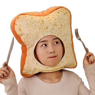 BEESUM 2023 Cute Toast Hat Plush Bread Dress Up Cap Mask Adult Halloween Christmas Party Costume (White)