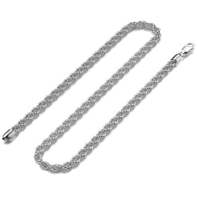 ASDULL 925 Sterling Silver Clasp 4mm Silver Rope Chain Necklace for Men Silver Link Chain for Women 18 Inches