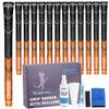 Geoleap Golf Grips Set of 13- Grips with Tapes and Grips with All Repair Kits for Choice,Hybrid Golf Club Grips All Weather Contral, High Feedback & Traction Golf Grips for Men and Women.(Orange(Grips with All Repair Kits), Midsize) view 1