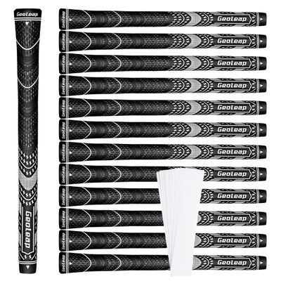 Geoleap Golf Grips Set of 13- Grips with Tapes and Grips with All Repair Kits for Choice,Hybrid Golf Club Grips All Weather Contral, High Feedback & Traction Golf Grips for Men and Women. (Black(Grips with Tapes), Standard)