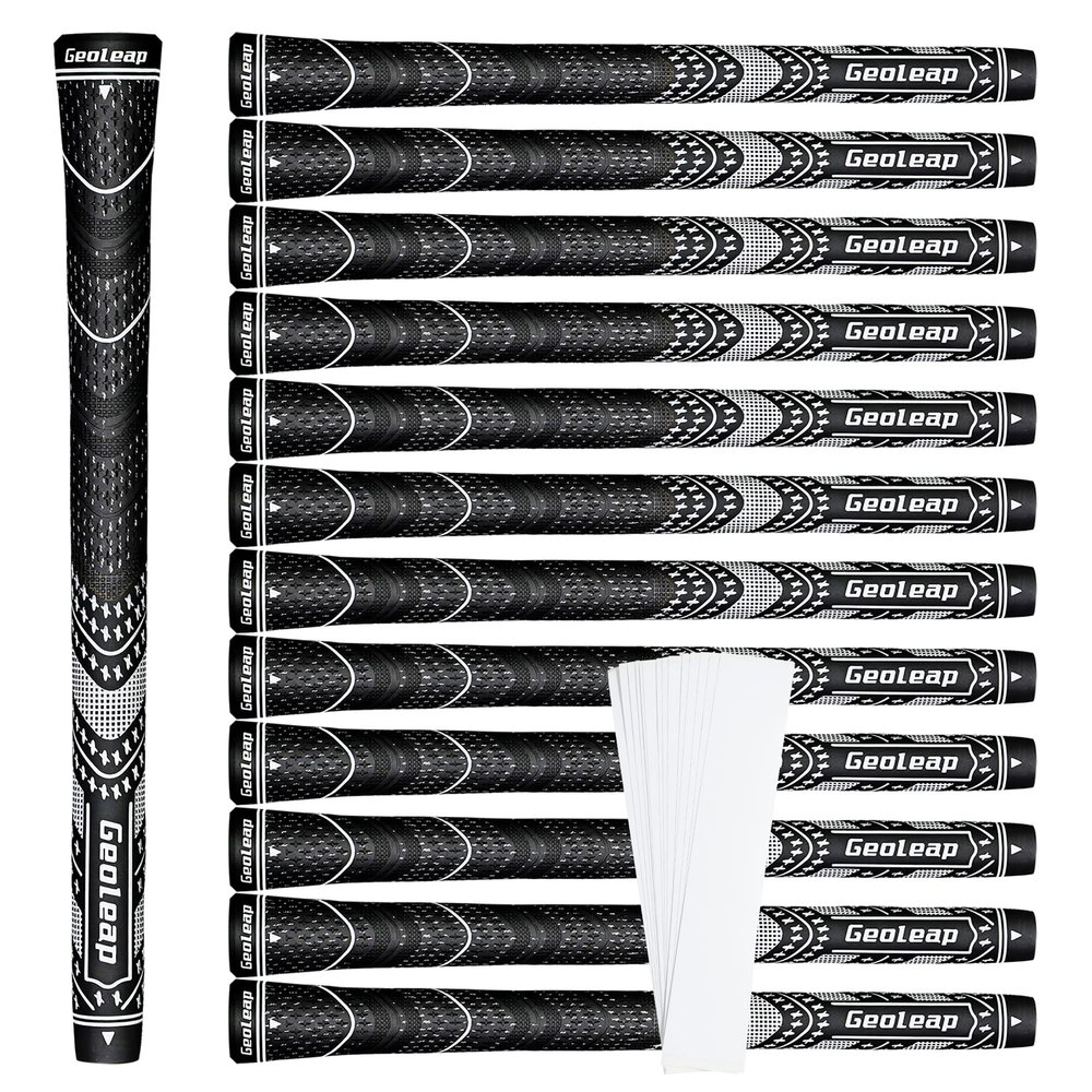 Geoleap Golf Grips Set of 13- Grips with Tapes and Grips with All Repair Kits for Choice,Hybrid Golf Club Grips All Weather Contral, High Feedback & Traction Golf Grips for Men and Women. (Black(Grips with Tapes), Standard)