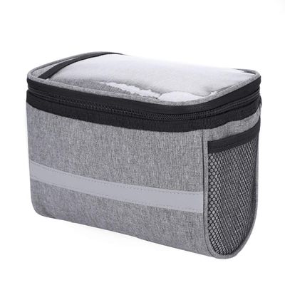 Bike Handlebar Bag, Cycling Front Storage Pouch Bag with Mesh Pocket and Reflective Stripe Bike Basket Bags Cycling Accessories