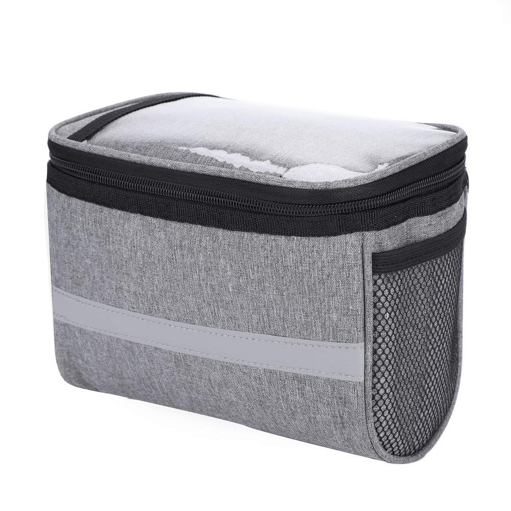 Bike Handlebar Bag, Cycling Front Storage Pouch Bag with Mesh Pocket and Reflective Stripe Bike Basket Bags Cycling Accessories