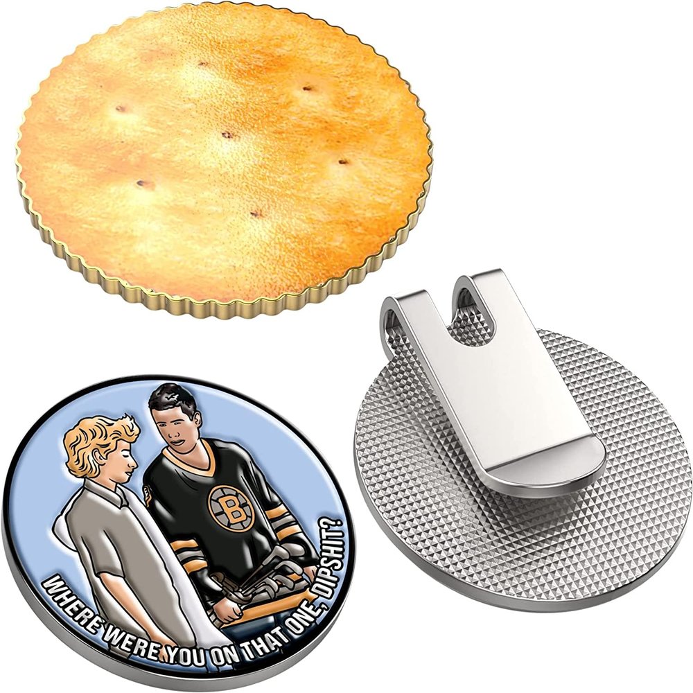 K9King Funny Gilmore Cracker Golf Ball Marker with Magnetic Golf Hat Clip and Happy Caddy Bonus Golf Balls Marker - Unique and Durable Putting Green Golf Accessories for Men and Women | 3 Piece set