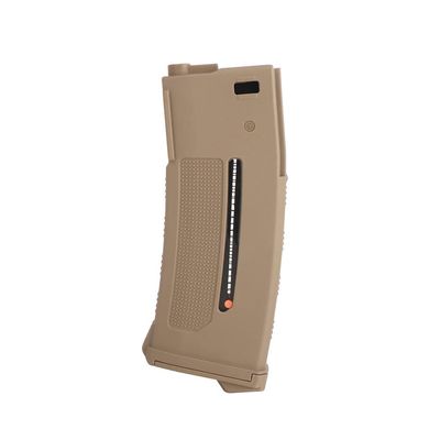 Clover Airsoft-PTS EPM1 M4 Mid Cap Magazine - 250 BB Capacity Mag - Fuel Gauge Indicator - No Rattle Magazine Design (Tan, 1 Magazine)