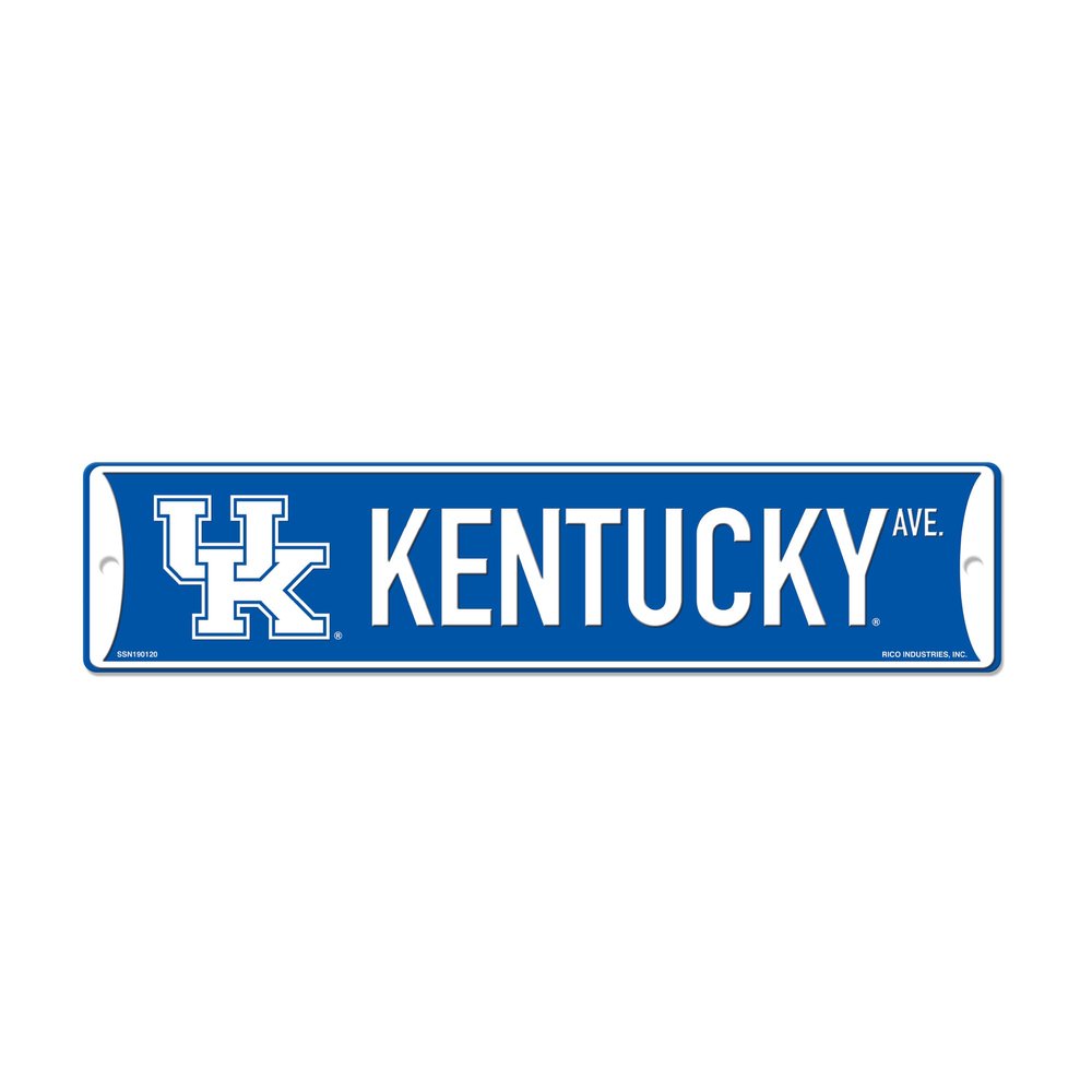 Rico Industries NCAA Kentucky Wildcats Blue 4" X 17" Plastic Street Sign