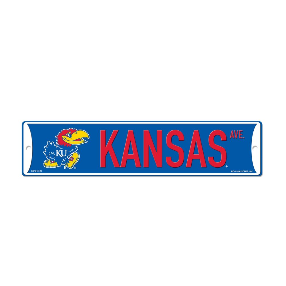 Rico Industries NCAA Kansas Jayhawks Blue 4" X 17" Plastic Street Sign