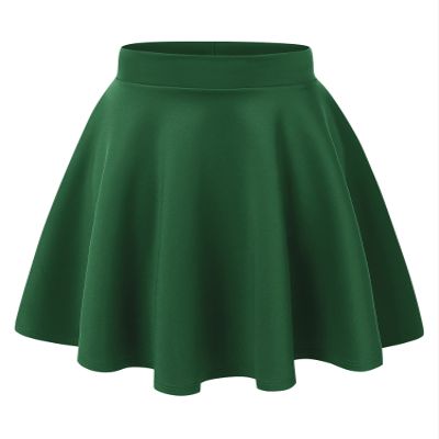 MBJ WB829 Womens Basic Versatile Stretchy Flared Casual Midi Skater Skirt L Green