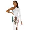 Mexico Flag Doodle Women's Dress One Shoulder Long Sleeve Stylish Split Maxi Dress Swing Dress S view 4