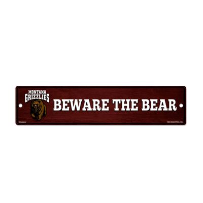 Rico Industries NCAA Montana Grizzlies Slogan Beware The Bear 4" X 17" Plastic Street Sign